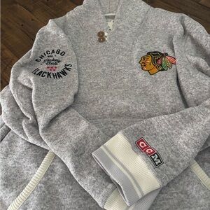 CCM Gray Chicago Blackhawks Zip-Up Sweater